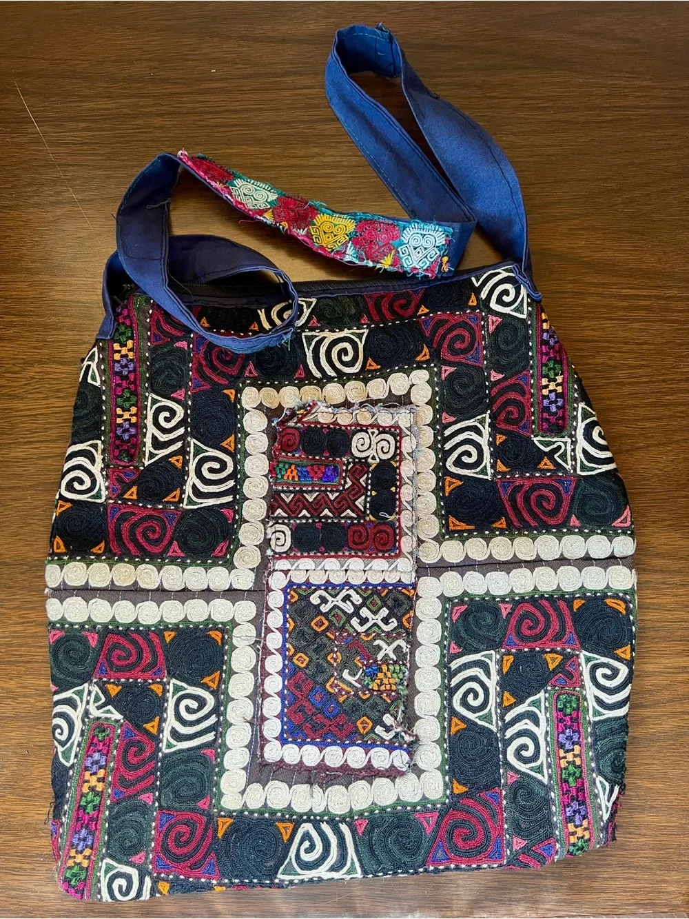 Unbranded Multi-color Cotton Patchwork Embroidered Crossbody Bag